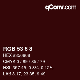 Color code: RGB 53 6 8 | qconv.com