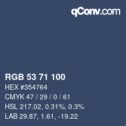 Color code: RGB 53 71 100 | qconv.com