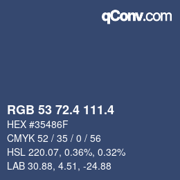 カラーコード: RGB 53 72.4 111.4 | qconv.com