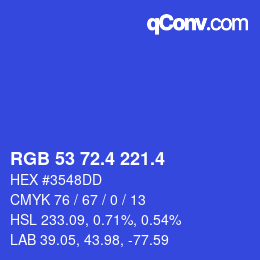 カラーコード: RGB 53 72.4 221.4 | qconv.com