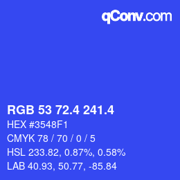 カラーコード: RGB 53 72.4 241.4 | qconv.com