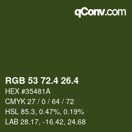 カラーコード: RGB 53 72.4 26.4 | qconv.com