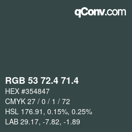 カラーコード: RGB 53 72.4 71.4 | qconv.com