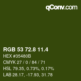 カラーコード: RGB 53 72.8 11.4 | qconv.com