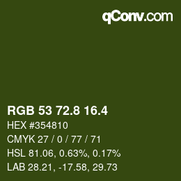 カラーコード: RGB 53 72.8 16.4 | qconv.com