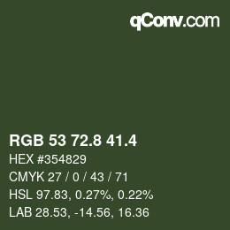カラーコード: RGB 53 72.8 41.4 | qconv.com