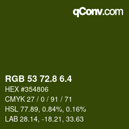 カラーコード: RGB 53 72.8 6.4 | qconv.com