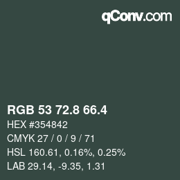 カラーコード: RGB 53 72.8 66.4 | qconv.com