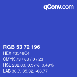 カラーコード: RGB 53 72 196 | qconv.com