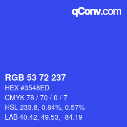 カラーコード: RGB 53 72 237 | qconv.com