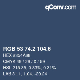 カラーコード: RGB 53 74.2 104.6 | qconv.com