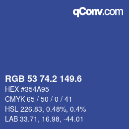 カラーコード: RGB 53 74.2 149.6 | qconv.com