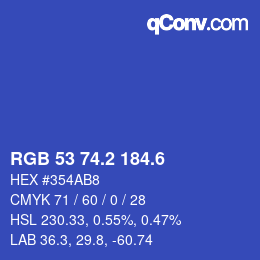 カラーコード: RGB 53 74.2 184.6 | qconv.com