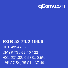 カラーコード: RGB 53 74.2 199.6 | qconv.com