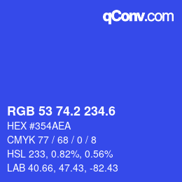 カラーコード: RGB 53 74.2 234.6 | qconv.com