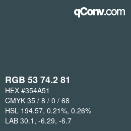 カラーコード: RGB 53 74.2 81 | qconv.com