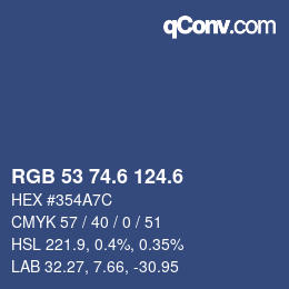 カラーコード: RGB 53 74.6 124.6 | qconv.com