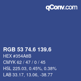カラーコード: RGB 53 74.6 139.6 | qconv.com
