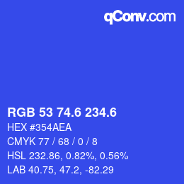 カラーコード: RGB 53 74.6 234.6 | qconv.com