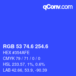 カラーコード: RGB 53 74.6 254.6 | qconv.com
