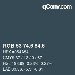 カラーコード: RGB 53 74.6 84.6 | qconv.com