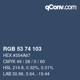 Color code: RGB 53 74 103 | qconv.com