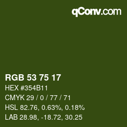 Farbcode: RGB 53 75 17 | qconv.com