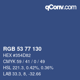 Color code: RGB 53 77 130 | qconv.com