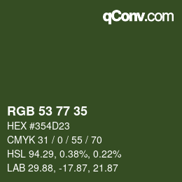 カラーコード: RGB 53 77 35 | qconv.com