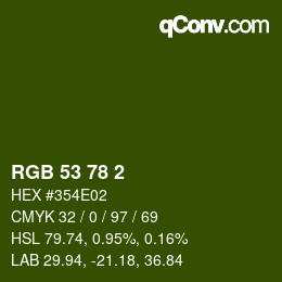 カラーコード: RGB 53 78 2 | qconv.com