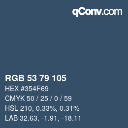 颜色代码: RGB 53 79 105 | qconv.com