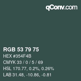 Código de color: RGB 53 79 75 | qconv.com
