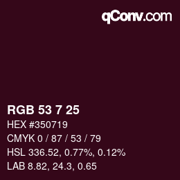 Color code: RGB 53 7 25 | qconv.com