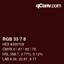 Color code: RGB 53 7 8 | qconv.com