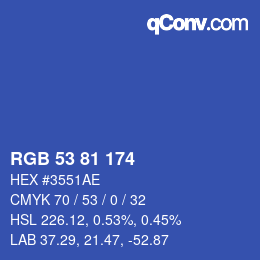Color code: RGB 53 81 174 | qconv.com