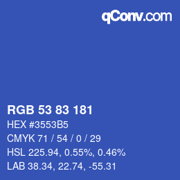 Color code: RGB 53 83 181 | qconv.com