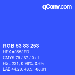 颜色代码: RGB 53 83 253 | qconv.com