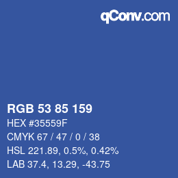 Code couleur: RGB 53 85 159 | qconv.com