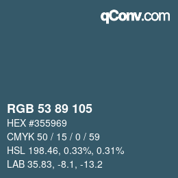 颜色代码: RGB 53 89 105 | qconv.com