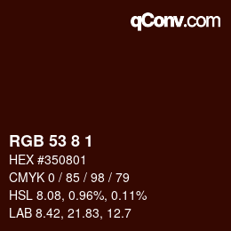Farbcode: RGB 53 8 1 | qconv.com
