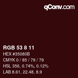 Color code: RGB 53 8 11 | qconv.com