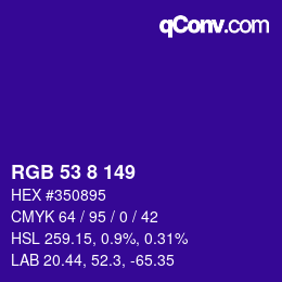 Farbcode: RGB 53 8 149 | qconv.com