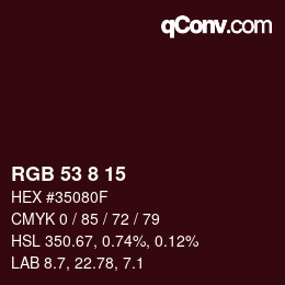 颜色代码: RGB 53 8 15 | qconv.com