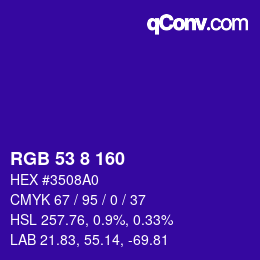 Farbcode: RGB 53 8 160 | qconv.com
