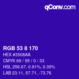 カラーコード: RGB 53 8 170 | qconv.com