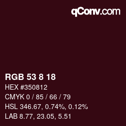 颜色代码: RGB 53 8 18 | qconv.com