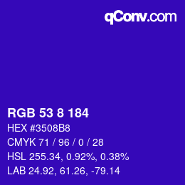 カラーコード: RGB 53 8 184 | qconv.com