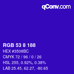 Color code: RGB 53 8 188 | qconv.com