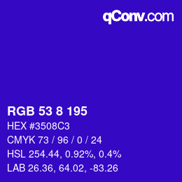 Color code: RGB 53 8 195 | qconv.com