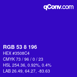 颜色代码: RGB 53 8 196 | qconv.com